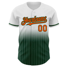 Load image into Gallery viewer, Custom White Pinstripe Orange-Green Authentic Fade Fashion Baseball Jersey