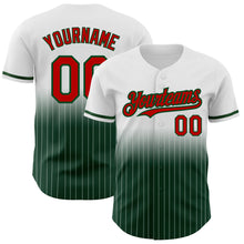 Load image into Gallery viewer, Custom White Pinstripe Red-Green Authentic Fade Fashion Baseball Jersey