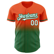 Load image into Gallery viewer, Custom Orange Pinstripe White-Kelly Green Authentic Fade Fashion Baseball Jersey