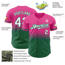 Load image into Gallery viewer, Custom Pink Pinstripe White-Kelly Green Authentic Fade Fashion Baseball Jersey