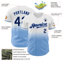 Load image into Gallery viewer, Custom White Pinstripe Navy-Light Blue Authentic Fade Fashion Baseball Jersey
