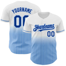 Load image into Gallery viewer, Custom White Pinstripe Royal-Light Blue Authentic Fade Fashion Baseball Jersey