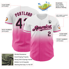 Load image into Gallery viewer, Custom White Pinstripe Black-Pink Authentic Fade Fashion Baseball Jersey
