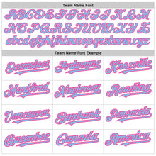 Load image into Gallery viewer, Custom White Pinstripe Light Blue-Pink Authentic Fade Fashion Baseball Jersey
