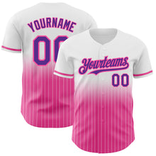Load image into Gallery viewer, Custom White Pinstripe Purple-Pink Authentic Fade Fashion Baseball Jersey