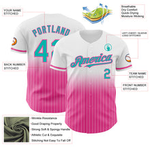 Load image into Gallery viewer, Custom White Pinstripe Aqua-Pink Authentic Fade Fashion Baseball Jersey