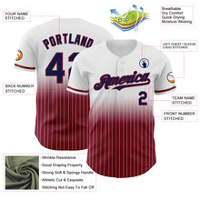 Load image into Gallery viewer, Custom White Pinstripe Navy-Crimson Authentic Fade Fashion Baseball Jersey