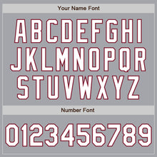 Load image into Gallery viewer, Custom Gray Pinstripe White-Crimson Authentic Fade Fashion Baseball Jersey