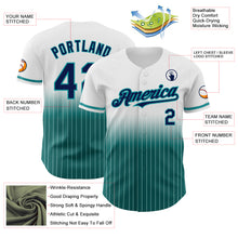 Load image into Gallery viewer, Custom White Pinstripe Navy-Teal Authentic Fade Fashion Baseball Jersey