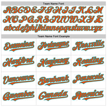 Load image into Gallery viewer, Custom White Pinstripe Orange-Teal Authentic Fade Fashion Baseball Jersey