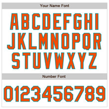 Load image into Gallery viewer, Custom White Pinstripe Orange-Teal Authentic Fade Fashion Baseball Jersey