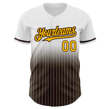 Load image into Gallery viewer, Custom White Pinstripe Gold-Brown Authentic Fade Fashion Baseball Jersey