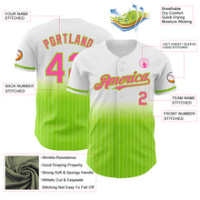 Load image into Gallery viewer, Custom White Pinstripe Pink-Neon Green Authentic Fade Fashion Baseball Jersey