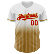 Load image into Gallery viewer, Custom White Pinstripe Red-Old Gold Authentic Fade Fashion Baseball Jersey