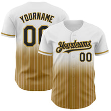 Load image into Gallery viewer, Custom White Pinstripe Black-Old Gold Authentic Fade Fashion Baseball Jersey