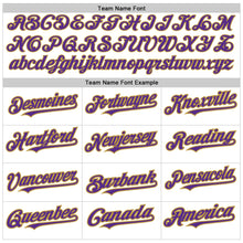 Load image into Gallery viewer, Custom White Pinstripe Purple-Old Gold Authentic Fade Fashion Baseball Jersey
