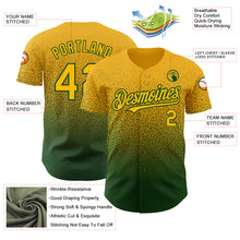 Load image into Gallery viewer, Custom Gold Green Authentic Fade Fashion Baseball Jersey