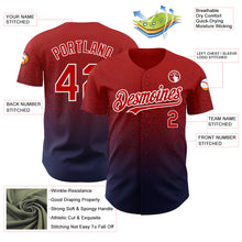 Load image into Gallery viewer, Custom Red Navy-White Authentic Fade Fashion Baseball Jersey