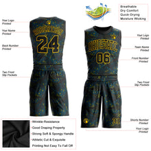 Load image into Gallery viewer, Custom Figure Black-Gold Round Neck Sublimation Basketball Suit Jersey