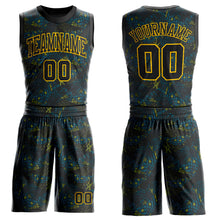 Load image into Gallery viewer, Custom Figure Black-Gold Round Neck Sublimation Basketball Suit Jersey