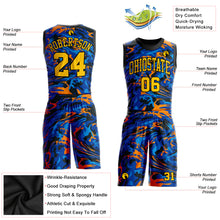 Load image into Gallery viewer, Custom Figure Gold-Royal Round Neck Sublimation Basketball Suit Jersey