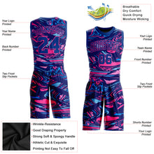 Load image into Gallery viewer, Custom Figure Royal-Pink Round Neck Sublimation Basketball Suit Jersey