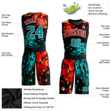 Load image into Gallery viewer, Custom Figure Aqua-Red Round Neck Sublimation Basketball Suit Jersey