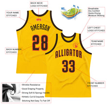 Load image into Gallery viewer, Custom Gold Brown-Orange Authentic Throwback Basketball Jersey