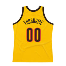 Load image into Gallery viewer, Custom Gold Brown-Orange Authentic Throwback Basketball Jersey