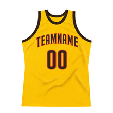 Load image into Gallery viewer, Custom Gold Brown-Orange Authentic Throwback Basketball Jersey