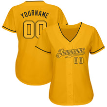 Load image into Gallery viewer, Custom Gold Gold-Black Authentic Baseball Jersey