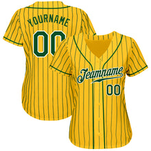 Load image into Gallery viewer, Custom Yellow Green Pinstripe Green-White Authentic Baseball Jersey