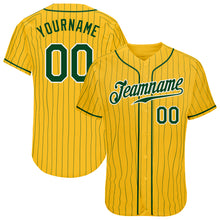 Load image into Gallery viewer, Custom Yellow Green Pinstripe Green-White Authentic Baseball Jersey