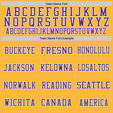 Load image into Gallery viewer, Custom Gold Purple-White Mesh Authentic Throwback Football Jersey