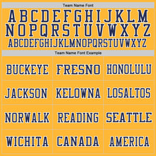 Load image into Gallery viewer, Custom Gold Navy-White Mesh Authentic Throwback Football Jersey