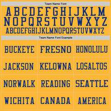 Load image into Gallery viewer, Custom Gold Royal-White Mesh Authentic Throwback Football Jersey