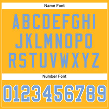 Load image into Gallery viewer, Custom Gold Light Blue-White Mesh Authentic Football Jersey