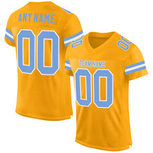 Load image into Gallery viewer, Custom Gold Light Blue-White Mesh Authentic Football Jersey