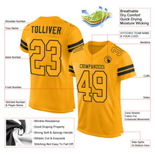 Load image into Gallery viewer, Custom Gold Gold-Black Mesh Authentic Football Jersey