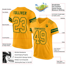 Load image into Gallery viewer, Custom Gold Gold-Green Mesh Authentic Football Jersey