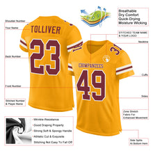 Load image into Gallery viewer, Custom Gold Burgundy-White Mesh Authentic Football Jersey