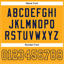 Load image into Gallery viewer, Custom Gold Gold-Navy Mesh Authentic Football Jersey