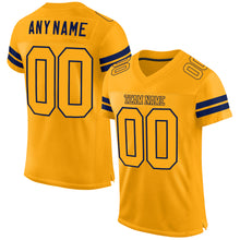 Load image into Gallery viewer, Custom Gold Gold-Navy Mesh Authentic Football Jersey