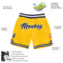 Load image into Gallery viewer, Custom Gold White Pinstripe Navy-White Authentic Basketball Shorts
