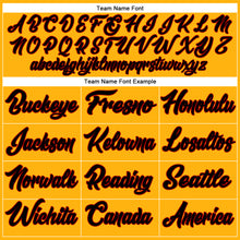 Load image into Gallery viewer, Custom Gold Black-Red Authentic Baseball Jersey