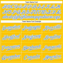 Load image into Gallery viewer, Custom Gold Light Blue-White Authentic Sleeveless Baseball Jersey