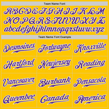 Load image into Gallery viewer, Custom Yellow Purple Pinstripe Purple-White Authentic Baseball Jersey