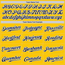 Load image into Gallery viewer, Custom Yellow Navy Pinstripe Navy-White Authentic Baseball Jersey