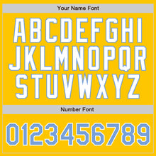 Load image into Gallery viewer, Custom Yellow Light Blue Pinstripe Light Blue-White Authentic Baseball Jersey