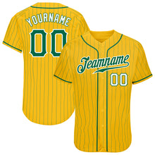 Load image into Gallery viewer, Custom Yellow Kelly Green Pinstripe Kelly Green-White Authentic Baseball Jersey